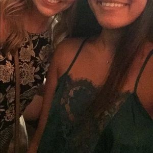 Free People mermaid green silk lace cami